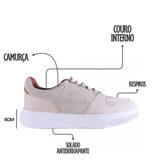 Tênis Masculino Zariff Em Couro 20905 Branco