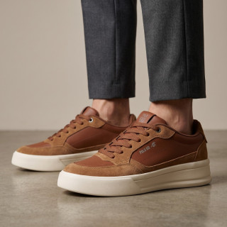 Tênis Masculino Casual em Couro Ecológico Polo Go-593 Caramelo